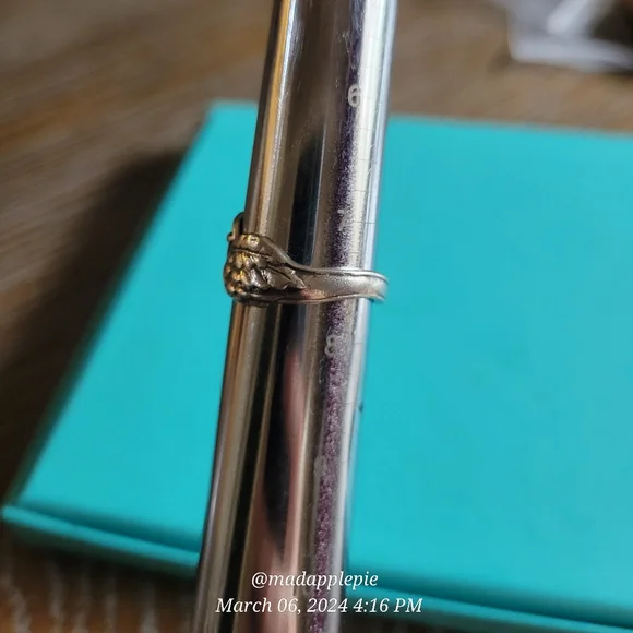 Antique Vintage Forget Me Not Spoon Ring in Sterling Silver Luxury Designer - Picture 15 of 16